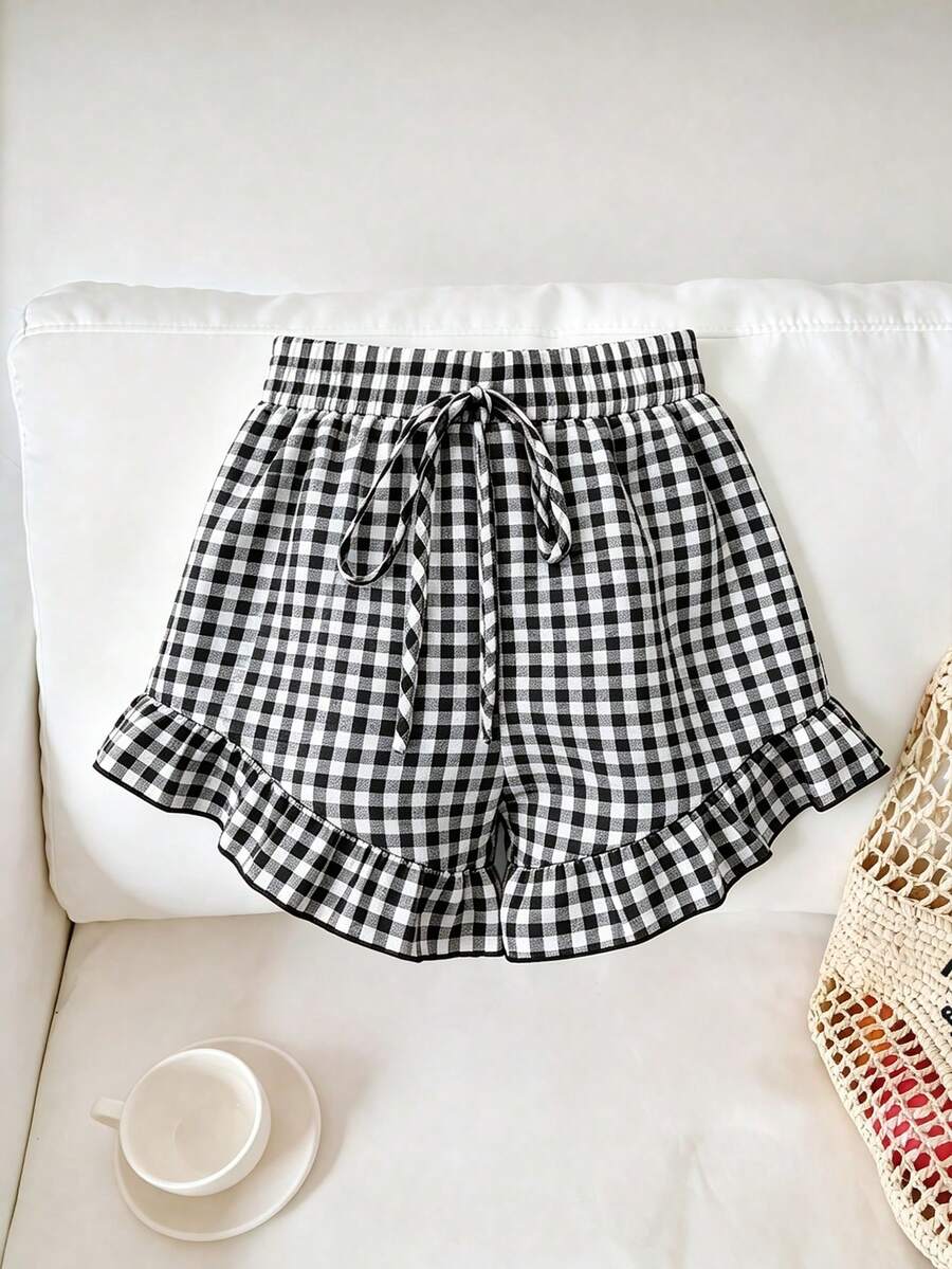 Pantalones cortos sueltos con volantes