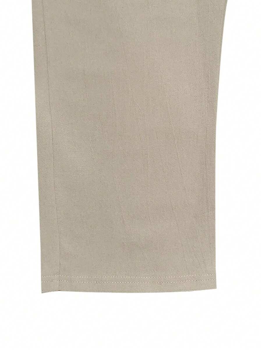 Pantalones casuales sueltos de lino negro tejido, adecuados para primavera/otoño/verano