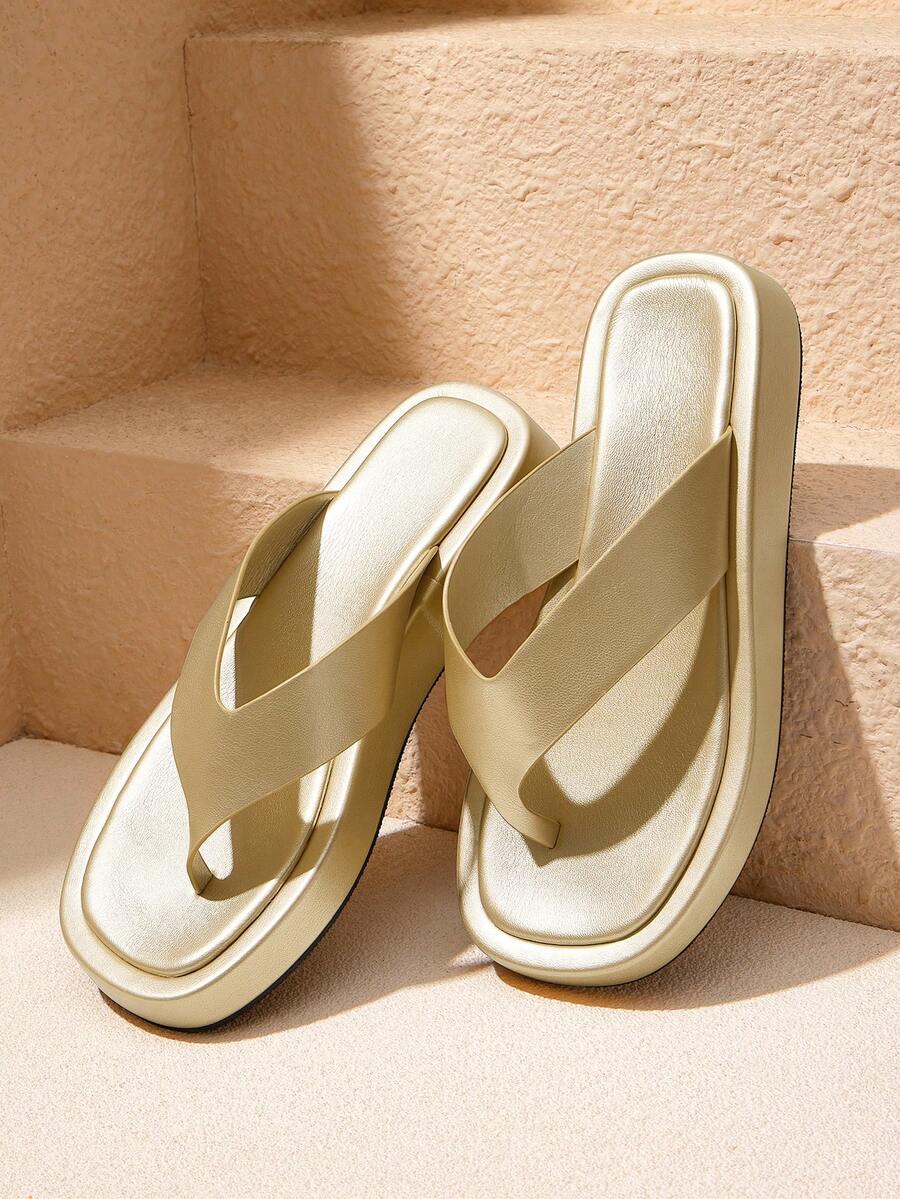 Sandalias de mujer con suela gruesa y punta abierta
