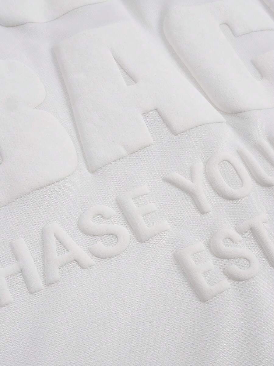 Camiseta suelta de hombro caído con estampado de letras casual para hombre