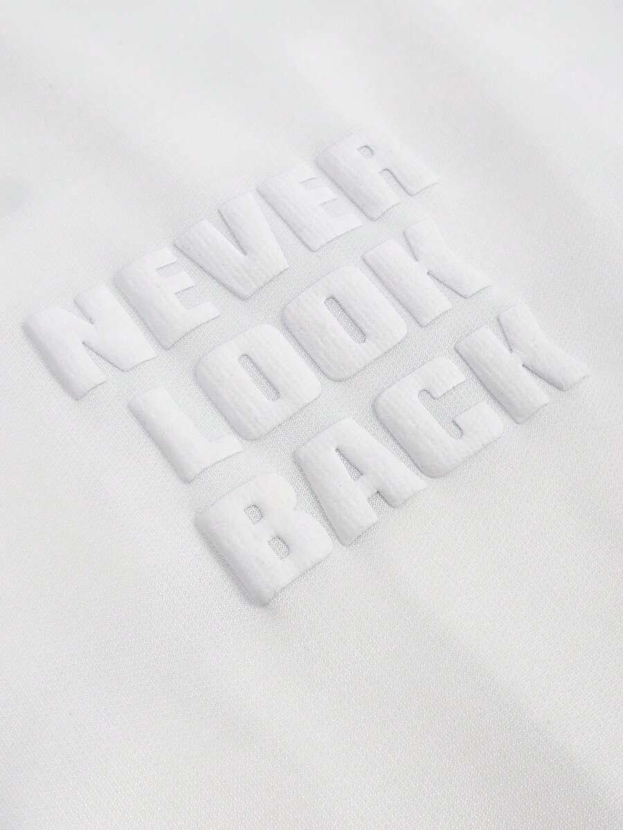 Camiseta suelta de hombro caído con estampado de letras casual para hombre