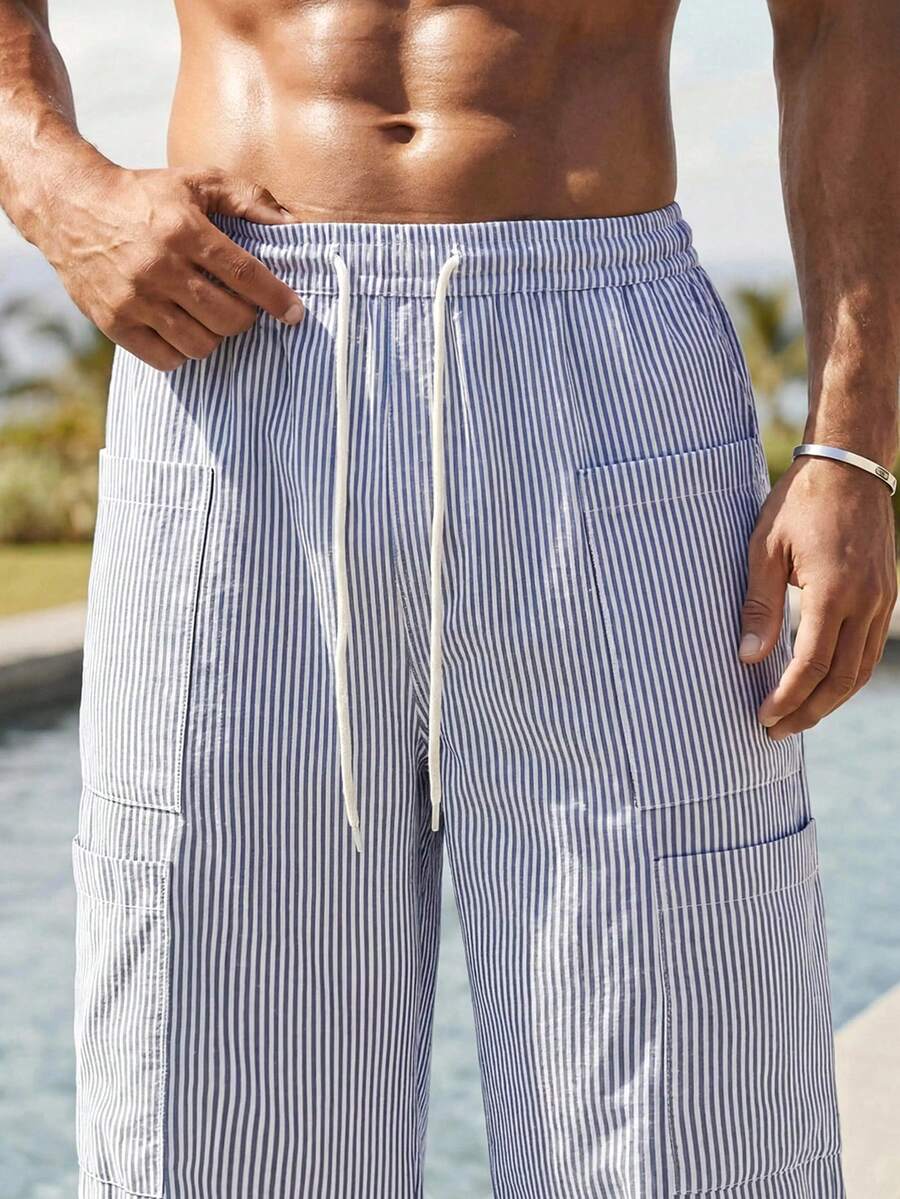 Pantalones de cintura alta y pierna ancha para hombre con frente plisado