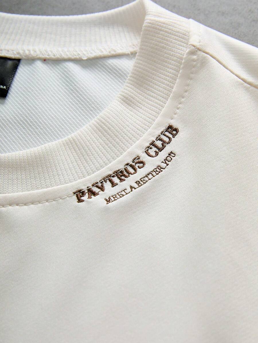 Camiseta suelta de hombro caído con estampado de letras casual para hombre