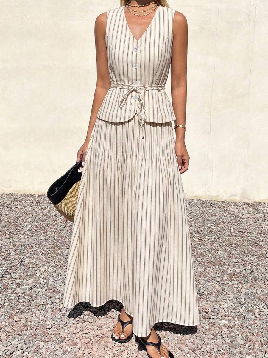 Conjunto de 2 piezas para mujer con top sin mangas