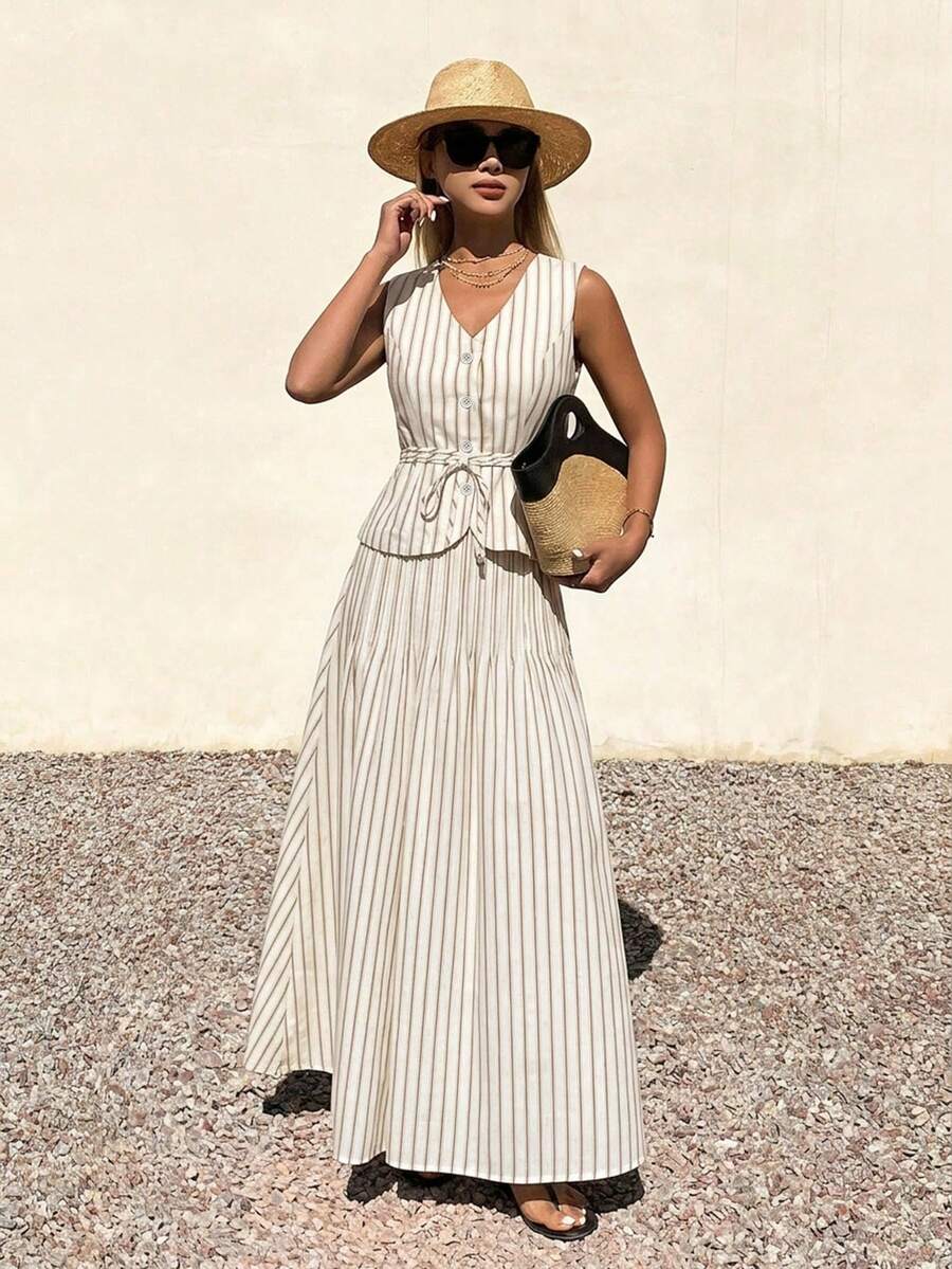 Conjunto de 2 piezas para mujer con top sin mangas