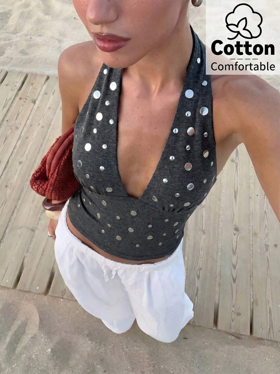 Top de mujer con escote en V profundo y espalda descubierta