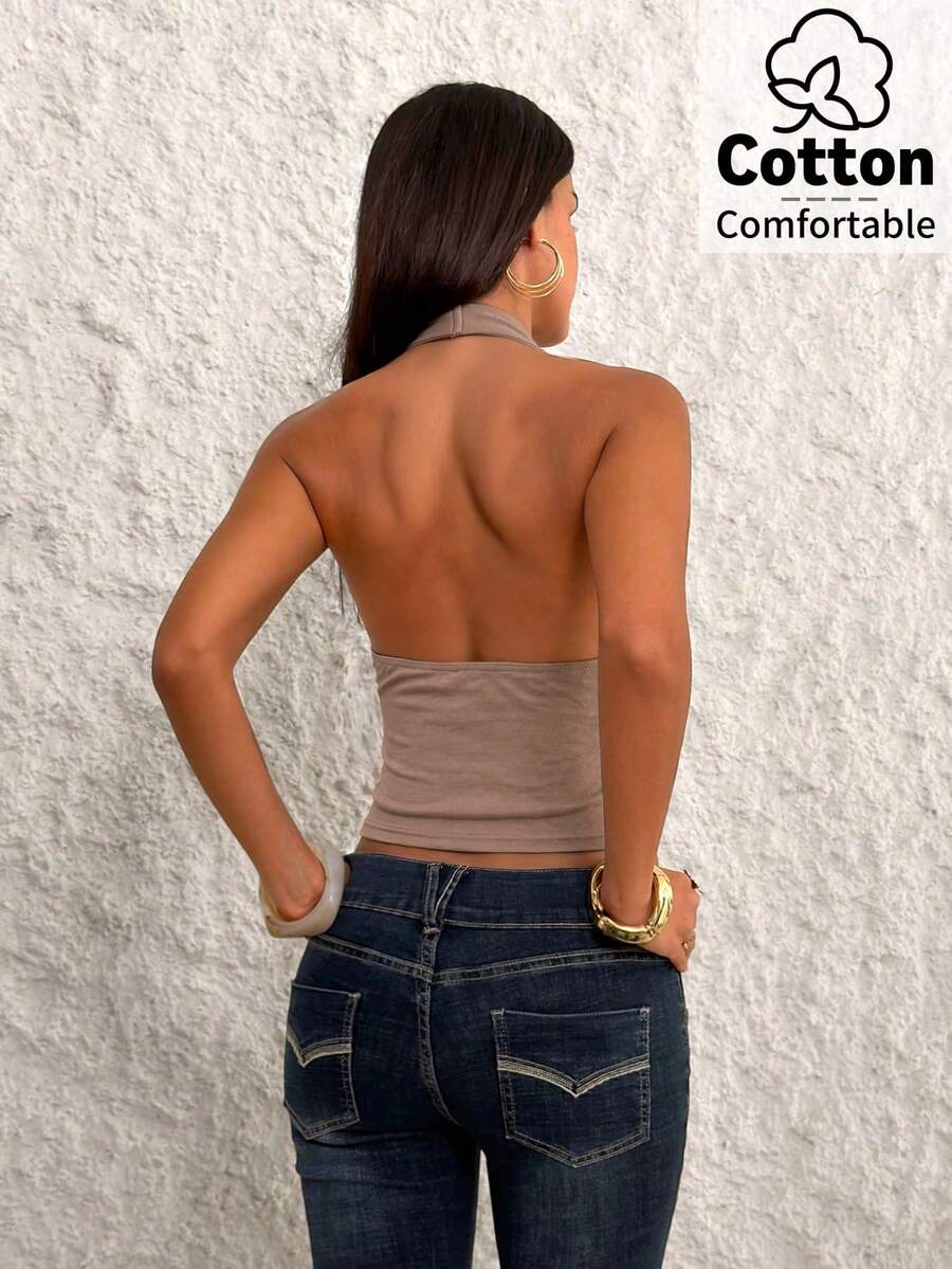 Top de mujer con escote en V profundo y espalda descubierta