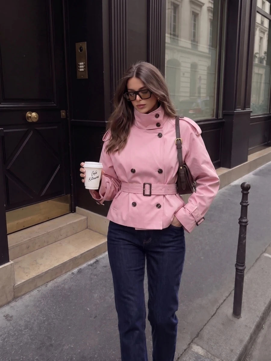 Abrigo bimba elegante de estilo urbano con botones delanteros y bolsillos