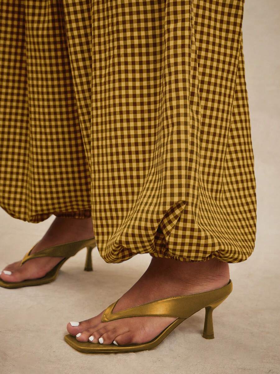 Pantalones de cintura alta, pantalón globo suelto y oversize.