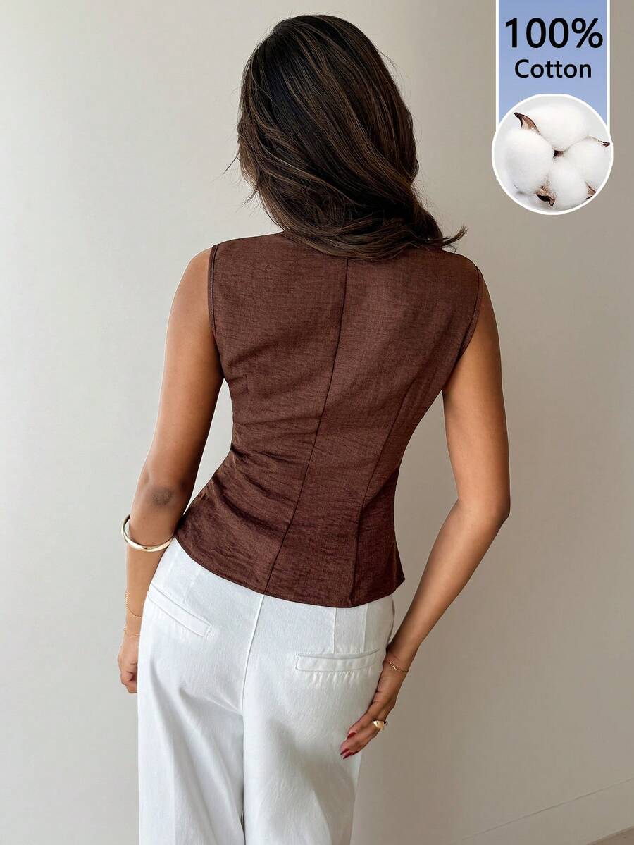 Nueva blusa minimalista de moda con cuello en V asimétrico
