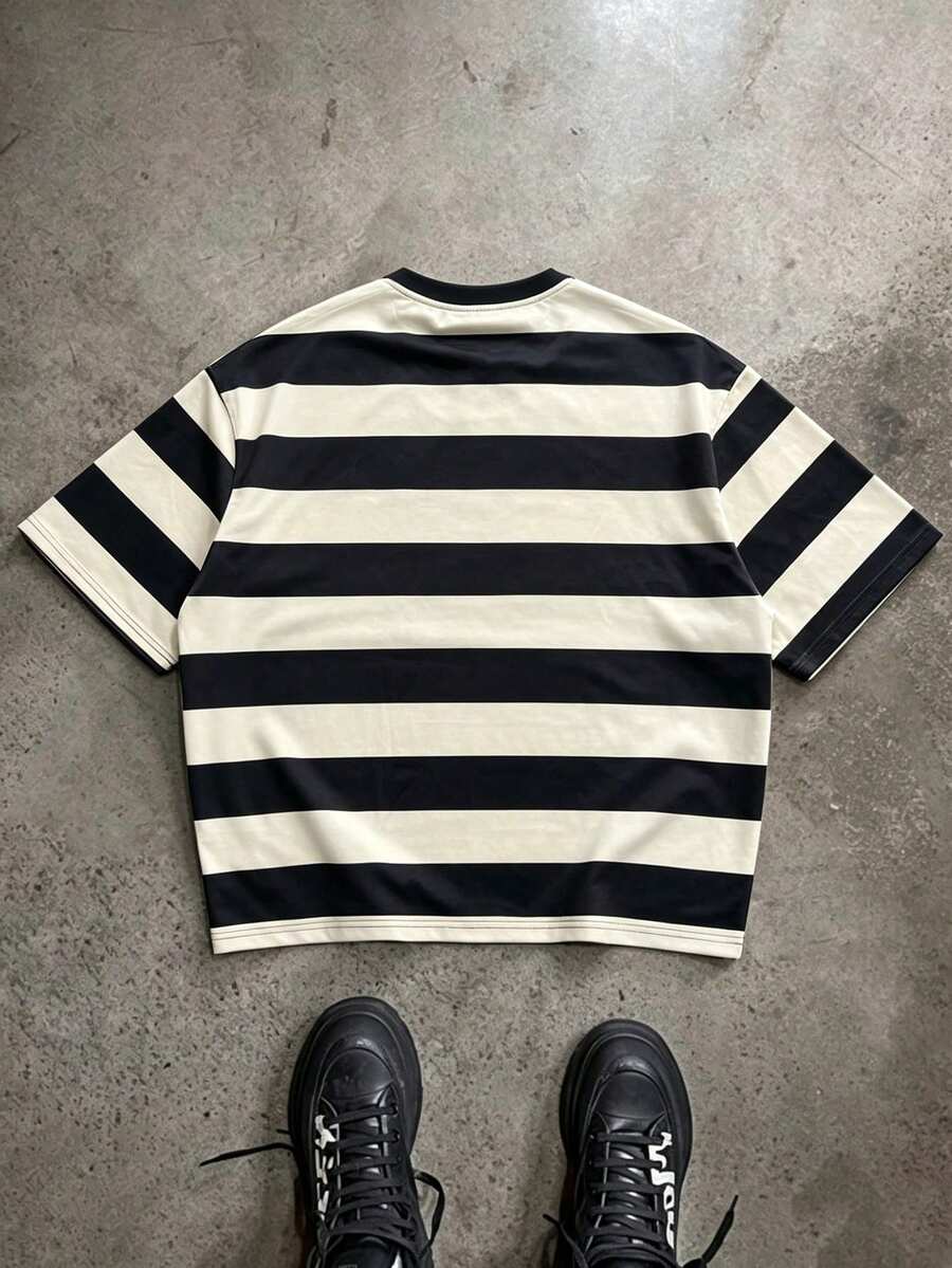 Camiseta suelta de hombro caído con estampado de letras casual para hombre