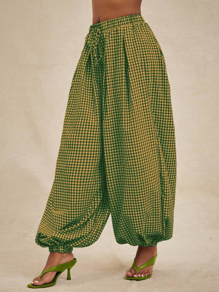 Pantalones de cintura alta, pantalón globo suelto y oversize.