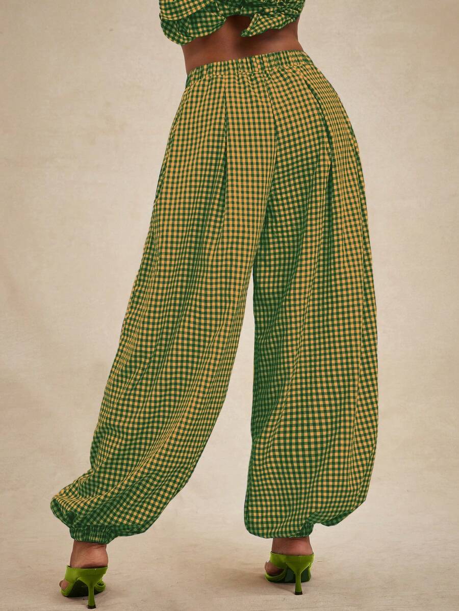Pantalones de cintura alta, pantalón globo suelto y oversize.