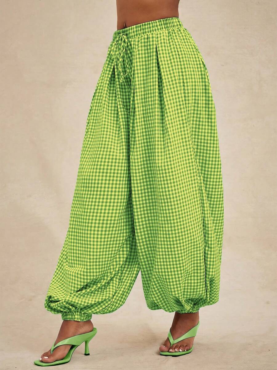 Pantalones de cintura alta, pantalón globo suelto y oversize.