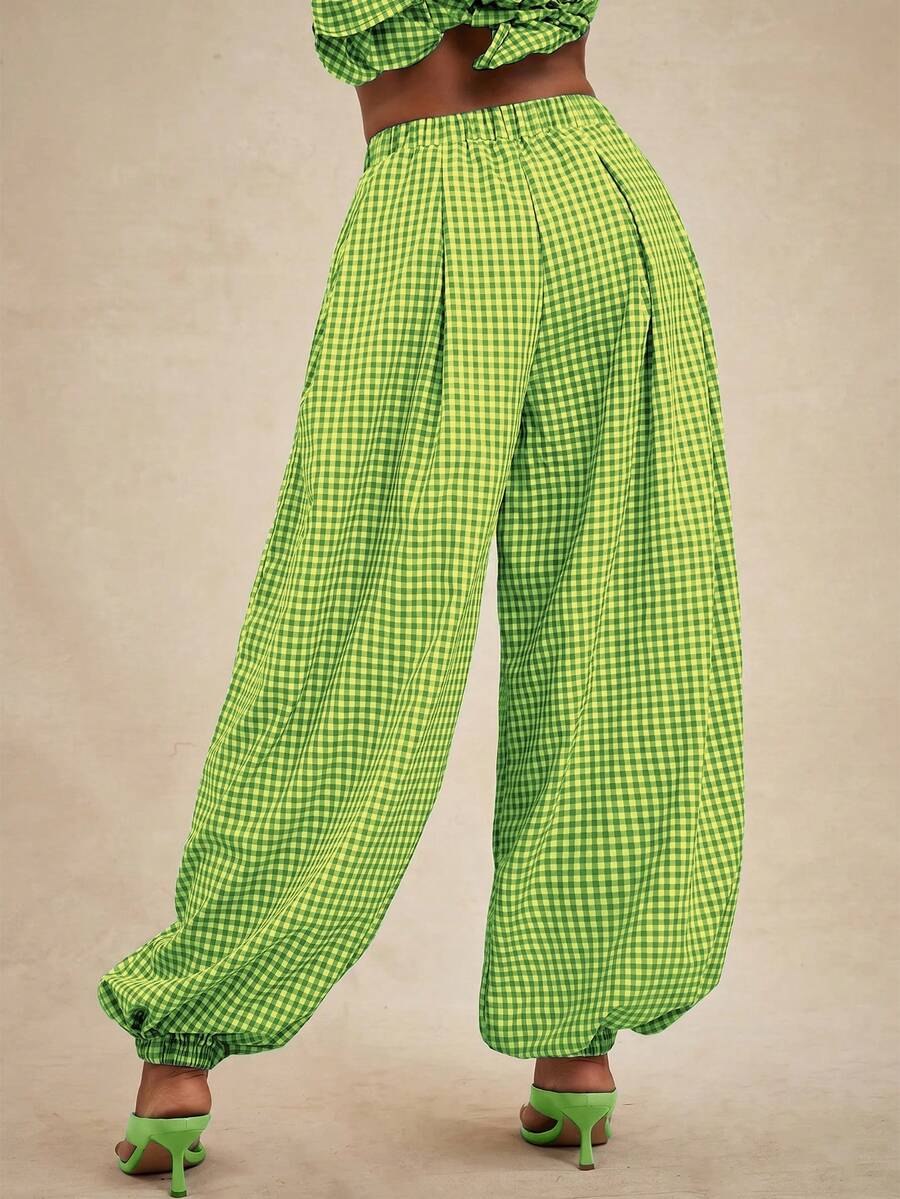 Pantalones de cintura alta, pantalón globo suelto y oversize.