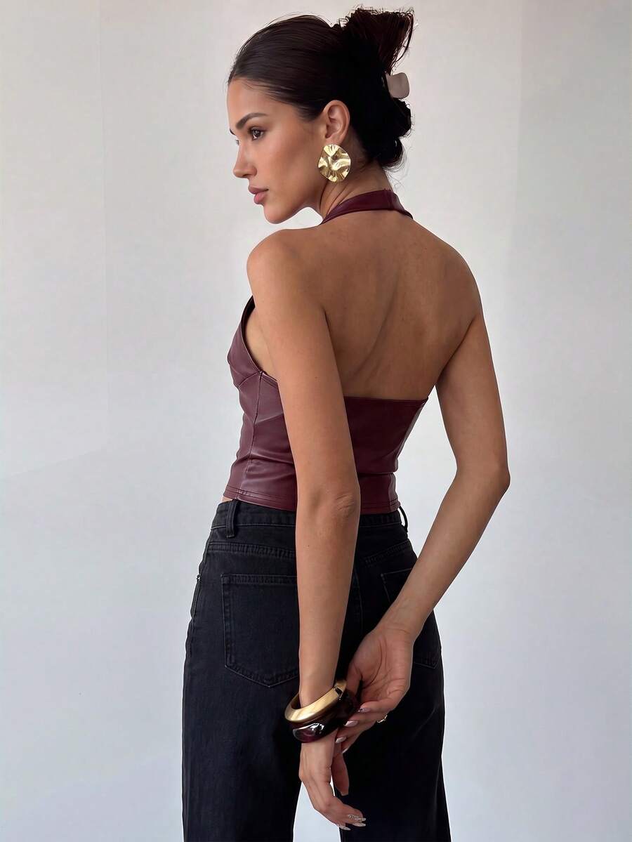 Top de mujer con escote en V profundo y espalda descubierta