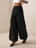 Pantalones anchos de pierna ancha con encaje