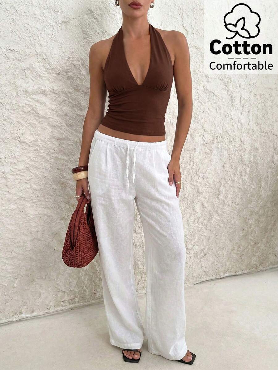 Top de mujer con escote en V profundo y espalda descubierta