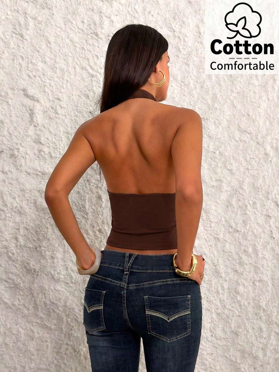 Top de mujer con escote en V profundo y espalda descubierta