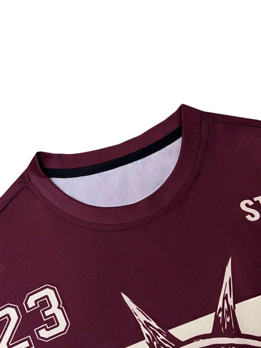 Camiseta suelta de hombro caído con estampado de letras casual para hombre
