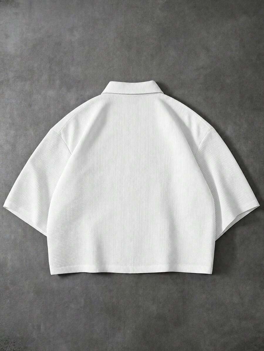 Camisa de manga corta de unicolor con estampado casual de verano para hombre