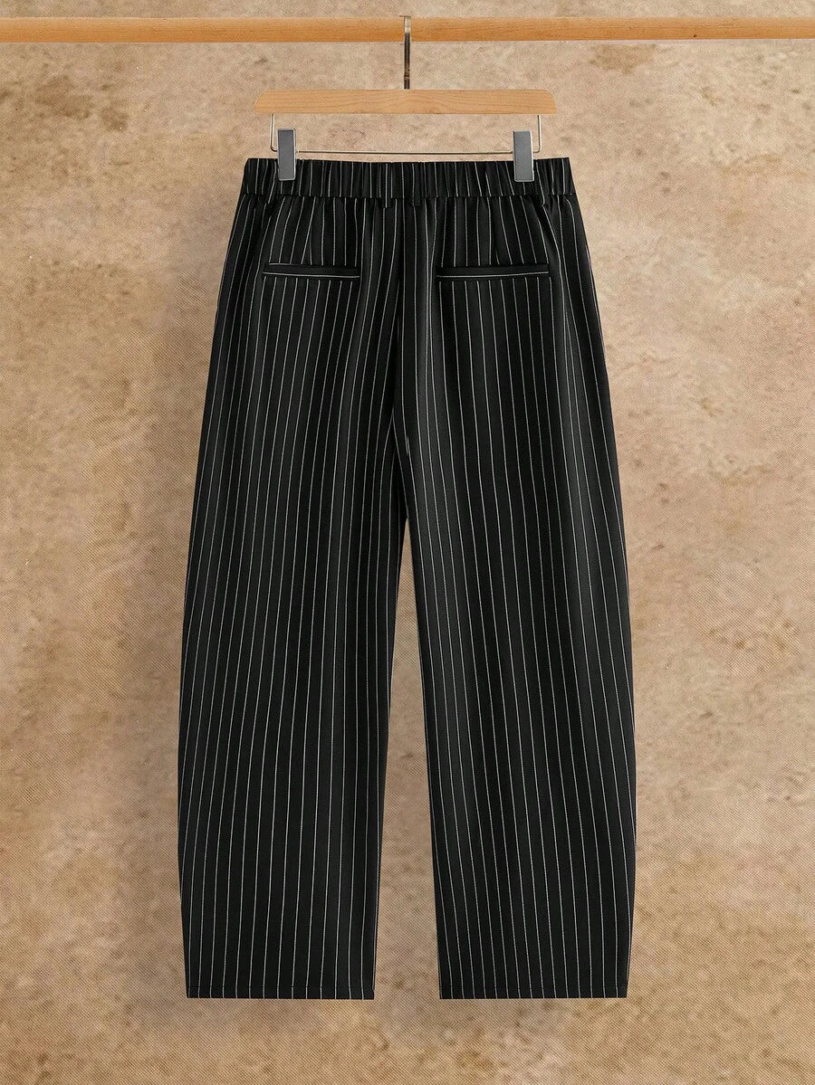 Pantalones de cintura alta y pierna ancha para hombre con frente plisado