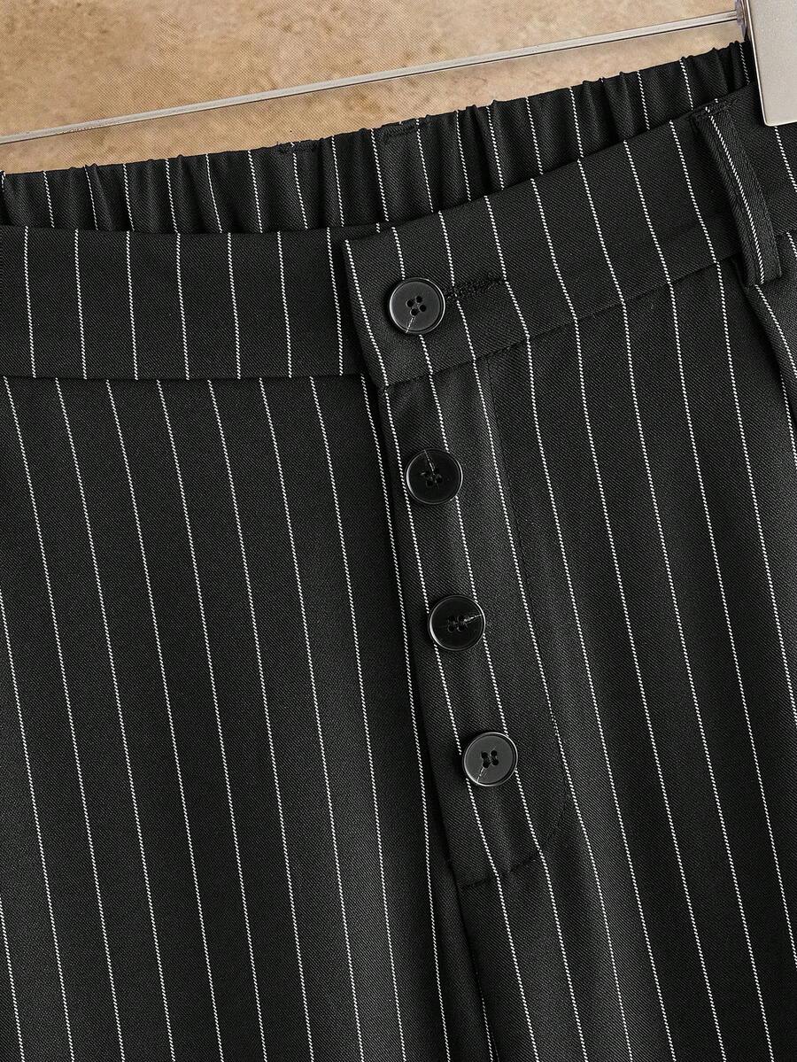 Pantalones de cintura alta y pierna ancha para hombre con frente plisado