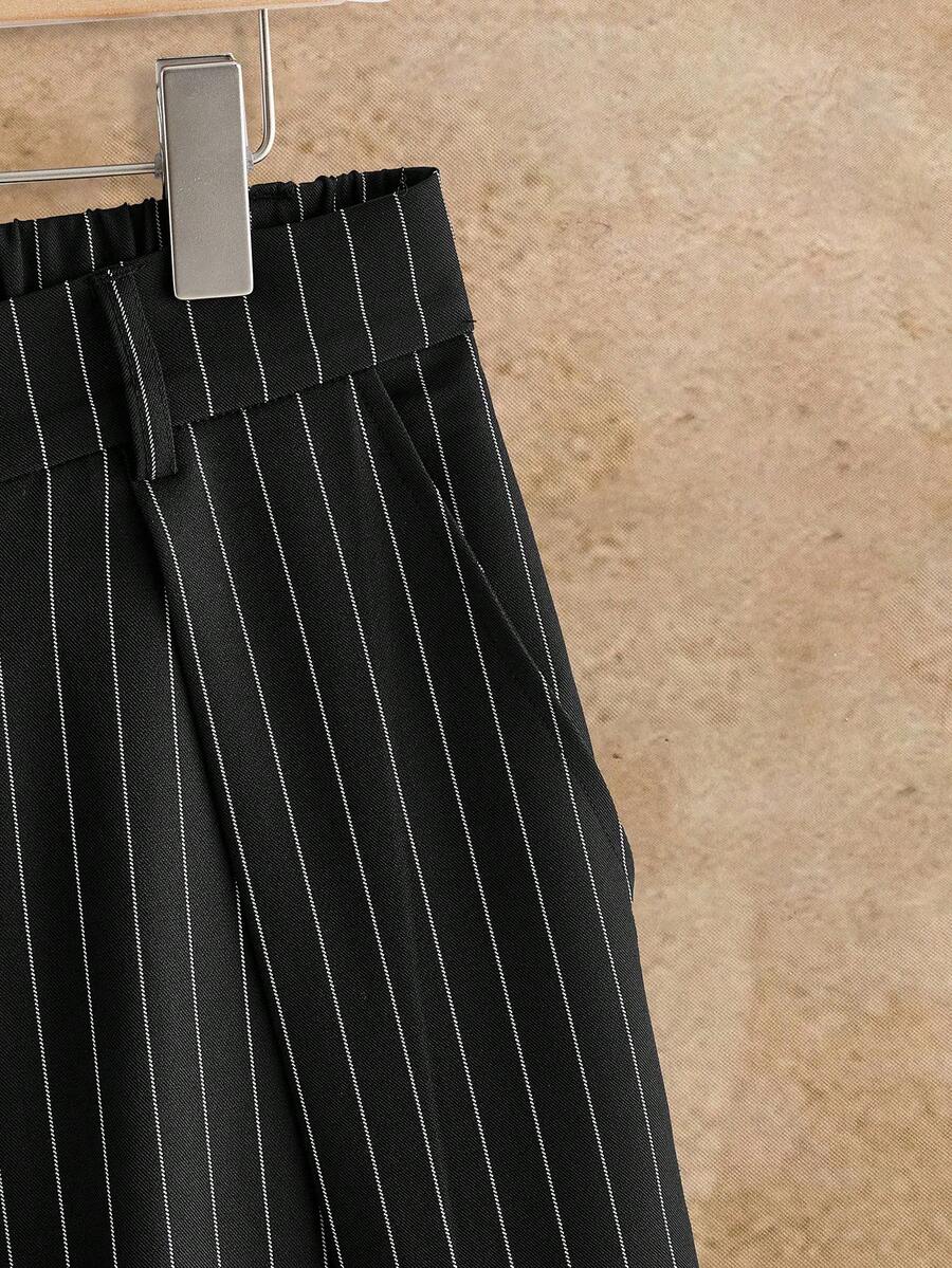 Pantalones de cintura alta y pierna ancha para hombre con frente plisado