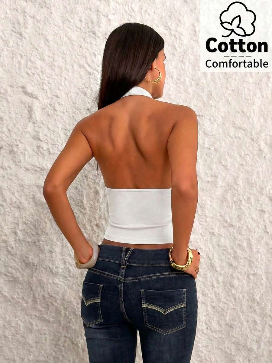 Top de mujer con escote en V profundo y espalda descubierta