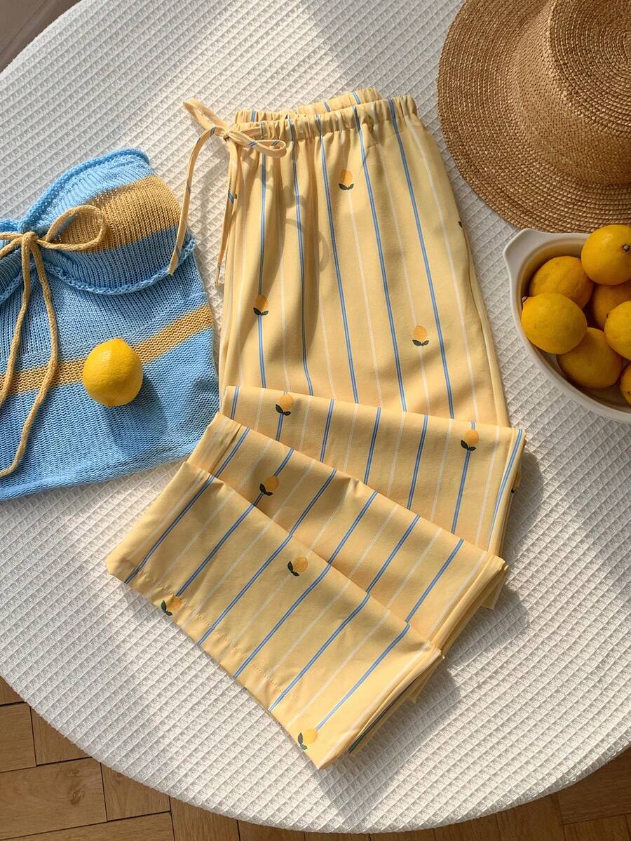 Pantalones casuales con estampado a cuadros para mujer.