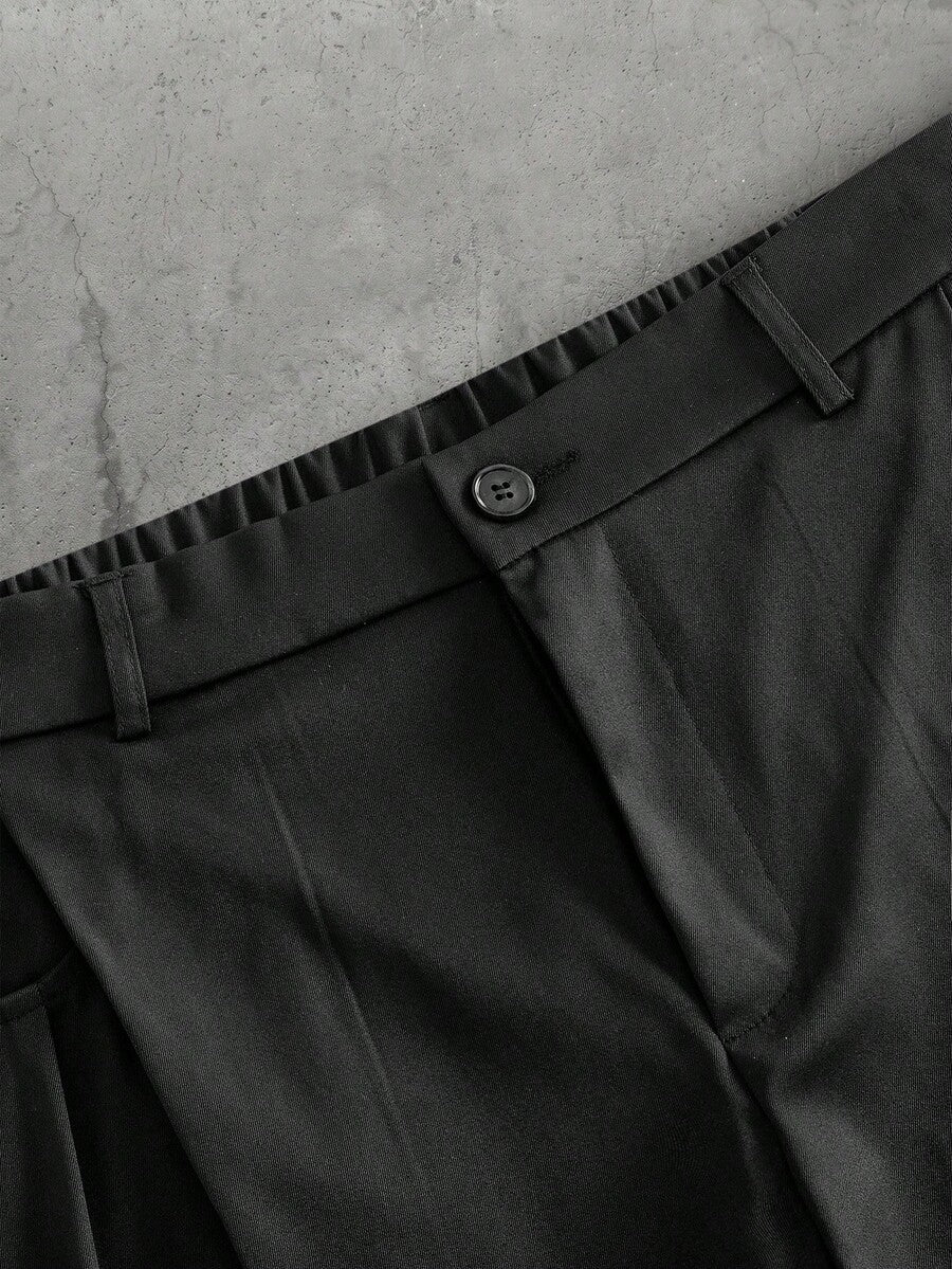 Pantalones de cintura alta y pierna ancha para hombre con frente plisado