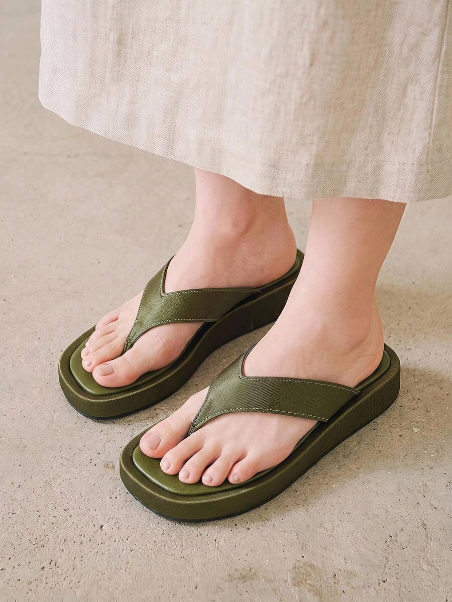 Sandalias de mujer con suela gruesa y punta abierta