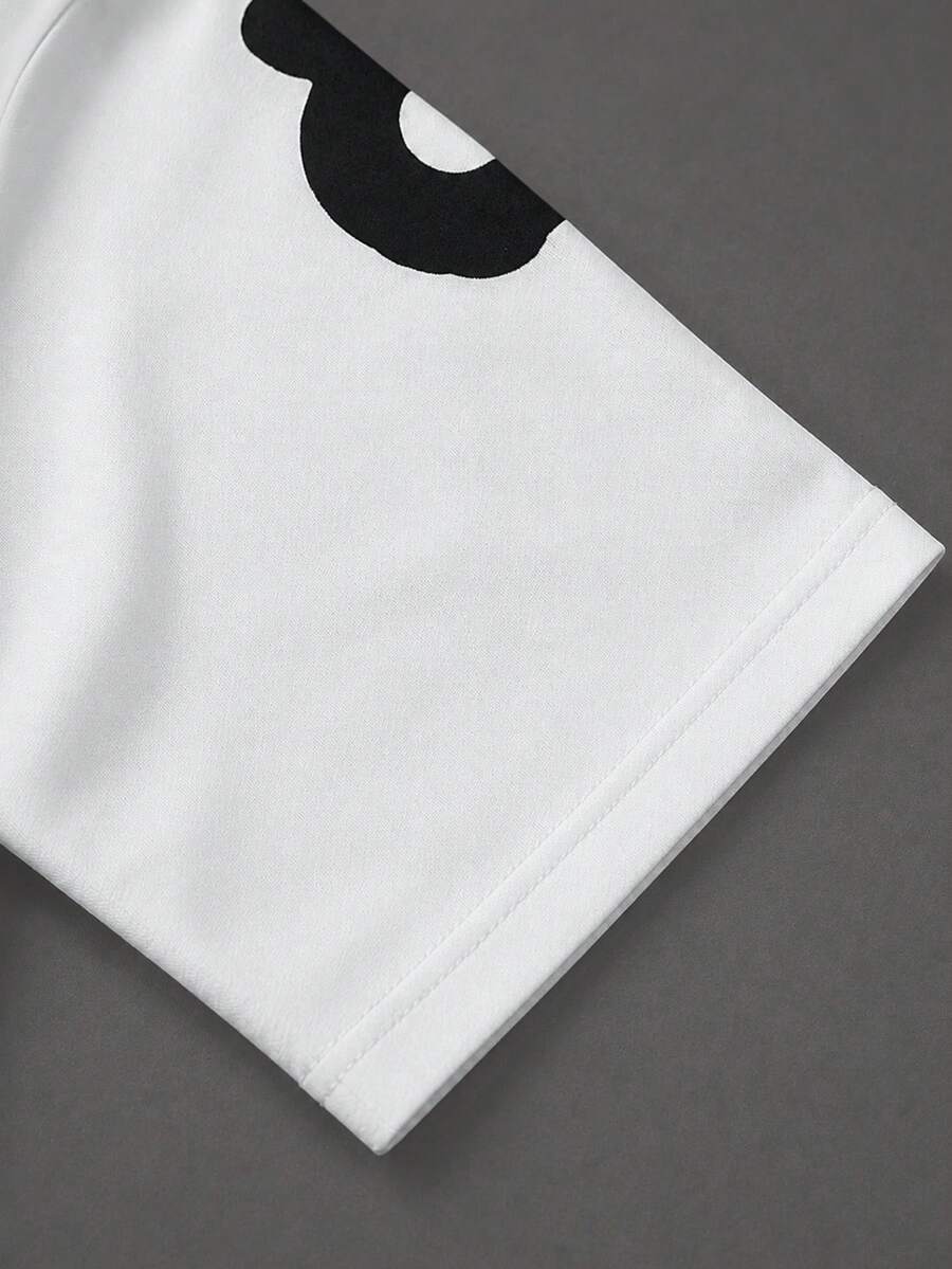 Camiseta suelta de hombro caído con estampado de letras casual para hombre