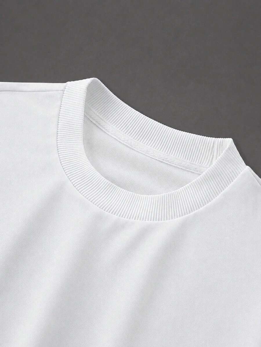 Camiseta suelta de hombro caído con estampado de letras casual para hombre