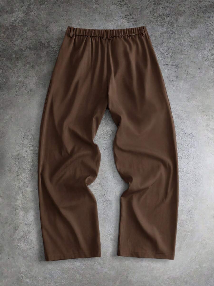 Pantalones de cintura alta y pierna ancha para hombre con frente plisado
