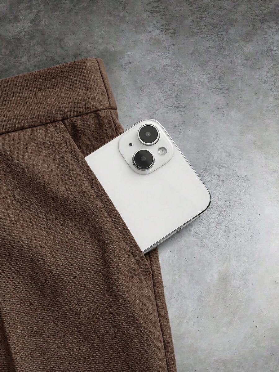 Pantalones de cintura alta y pierna ancha para hombre con frente plisado