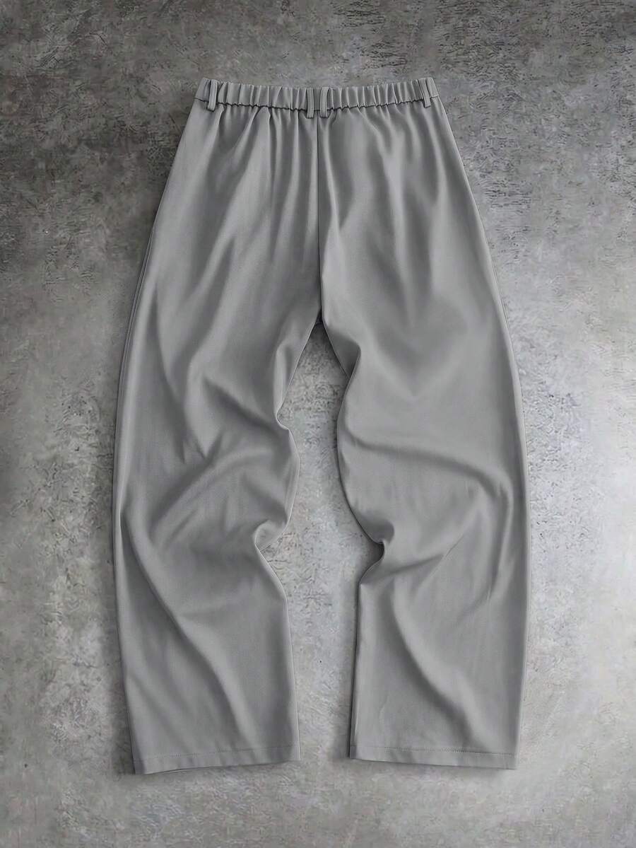 Pantalones de cintura alta y pierna ancha para hombre con frente plisado