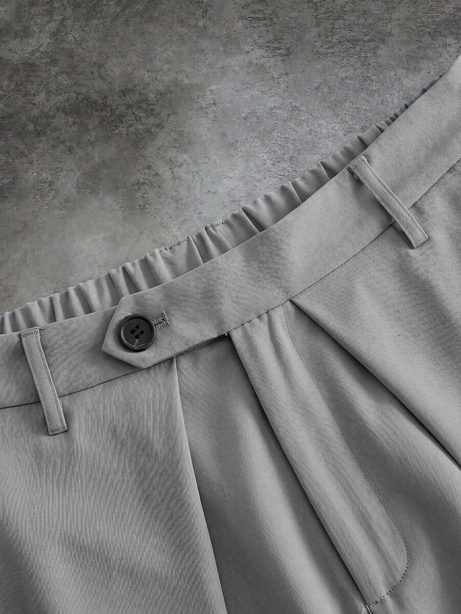 Pantalones de cintura alta y pierna ancha para hombre con frente plisado