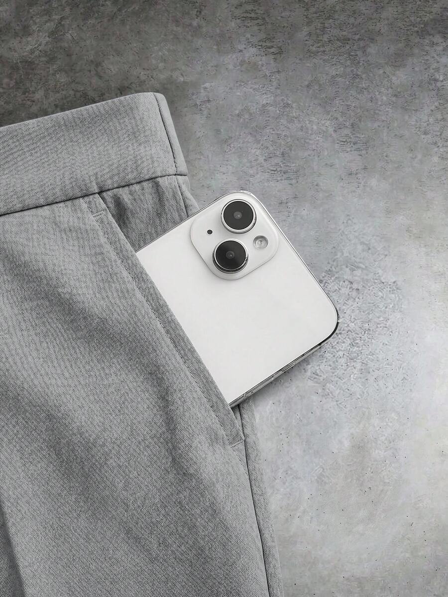 Pantalones de cintura alta y pierna ancha para hombre con frente plisado
