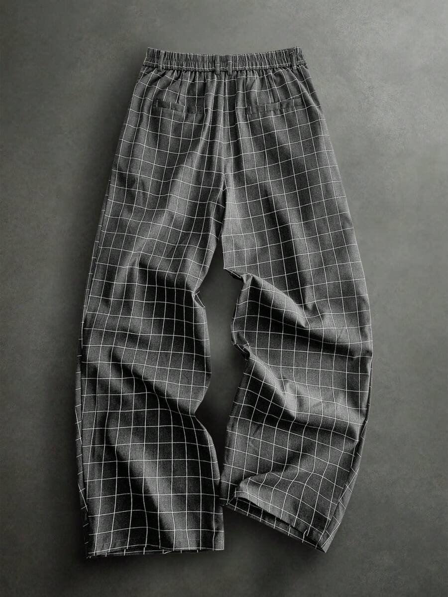 Pantalones de cintura alta y pierna ancha para hombre con frente plisado