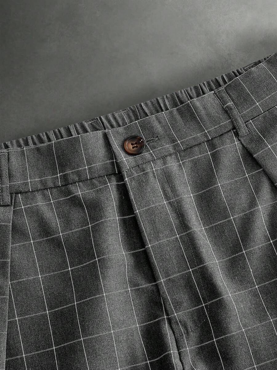 Pantalones de cintura alta y pierna ancha para hombre con frente plisado