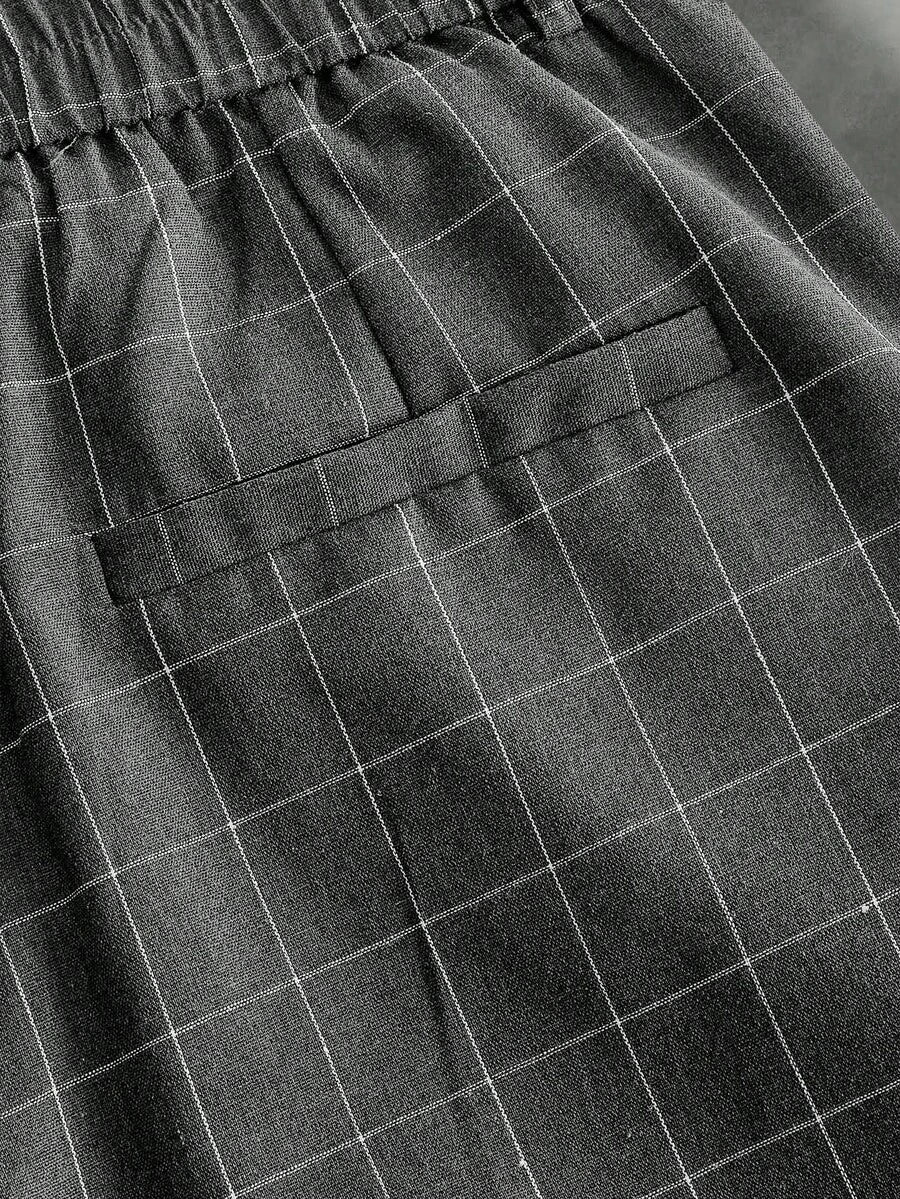 Pantalones de cintura alta y pierna ancha para hombre con frente plisado