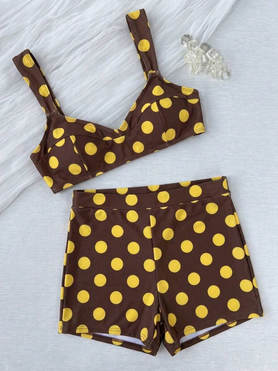 Conjunto de bikini retro a cuadros de 2 piezas