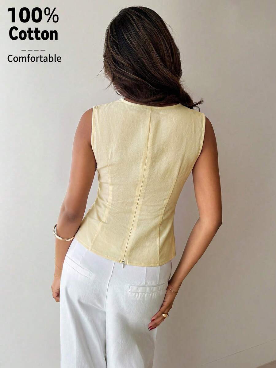 Nueva blusa minimalista de moda con cuello en V asimétrico