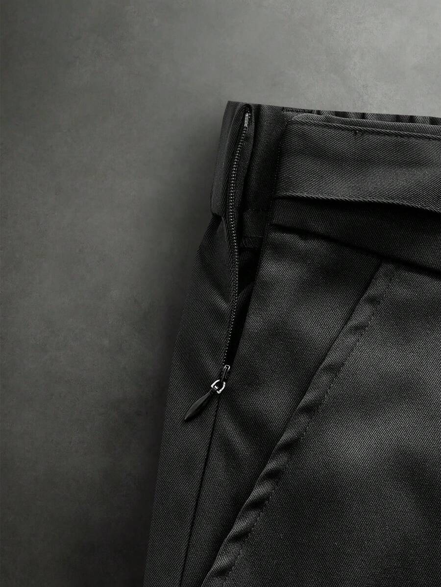 Pantalones de cintura alta y pierna ancha para hombre con frente plisado