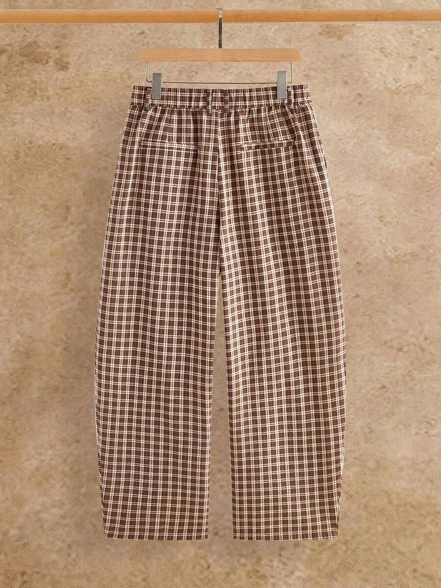 Pantalones de cintura alta y pierna ancha para hombre con frente plisado