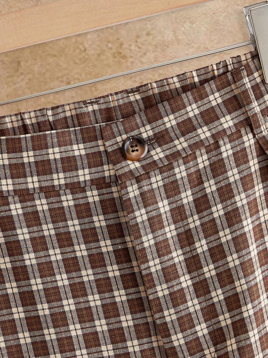 Pantalones de cintura alta y pierna ancha para hombre con frente plisado