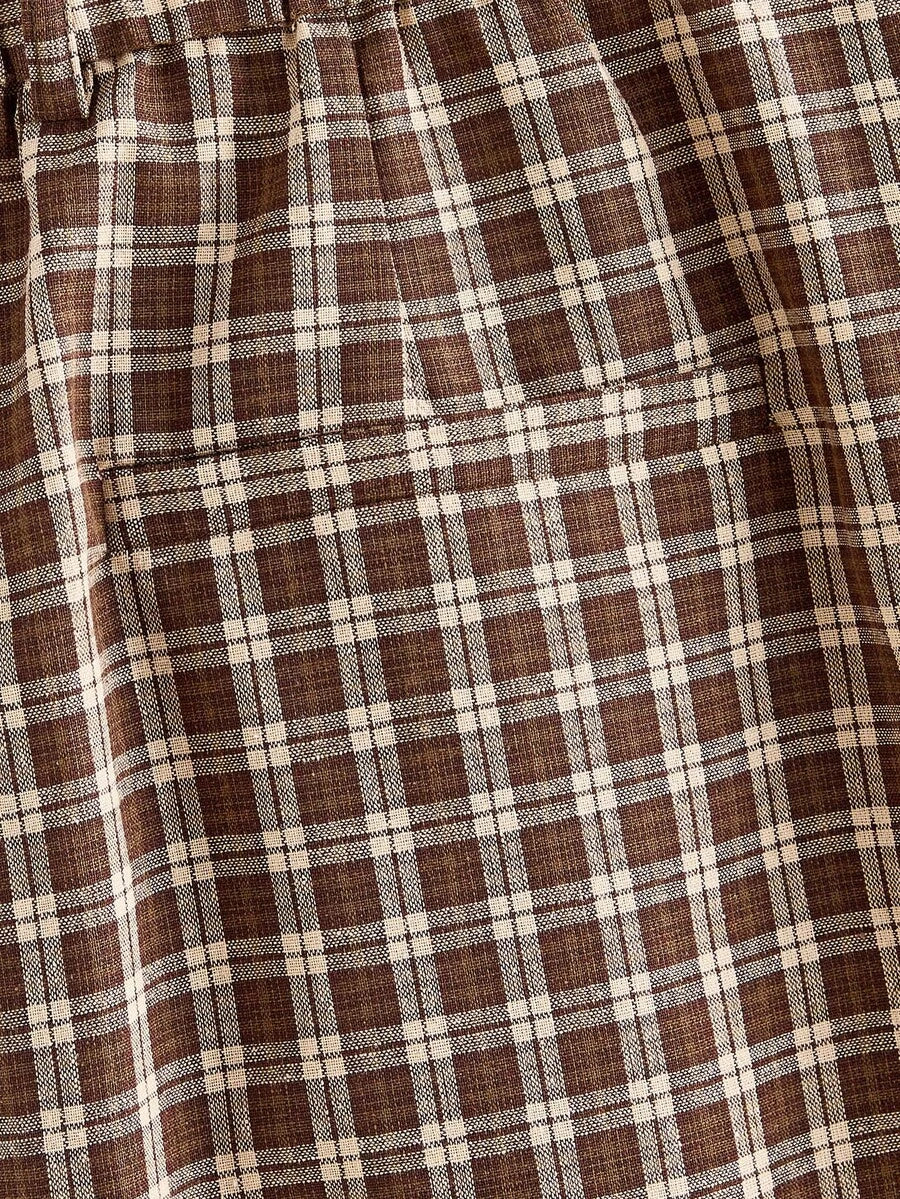 Pantalones de cintura alta y pierna ancha para hombre con frente plisado