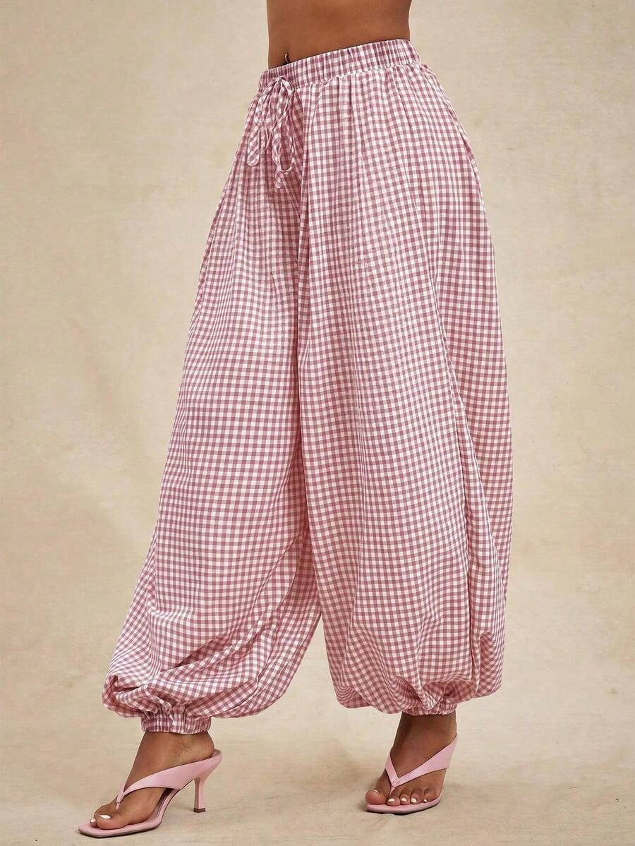 Pantalones de cintura alta, pantalón globo suelto y oversize.