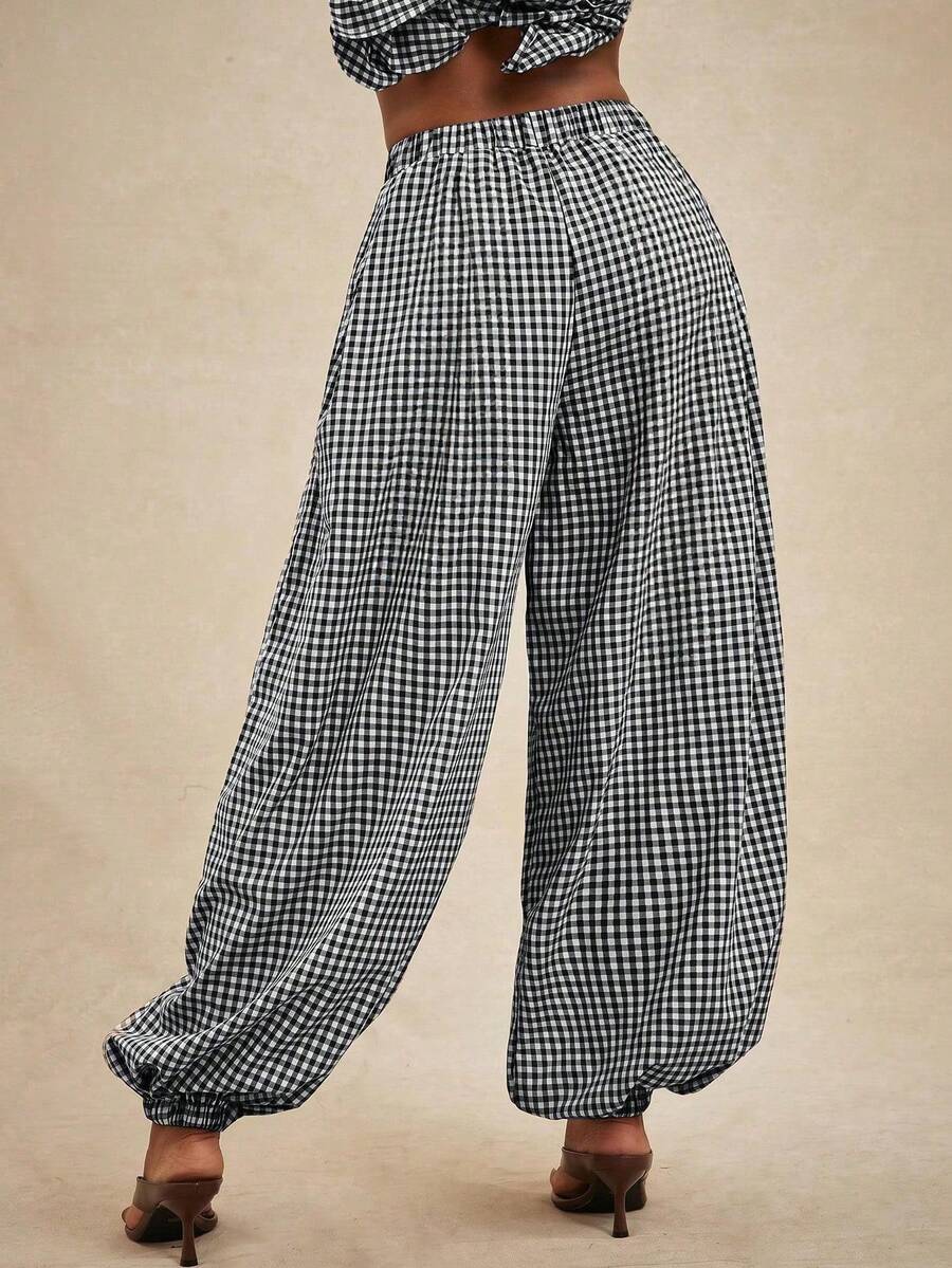 Pantalones de cintura alta, pantalón globo suelto y oversize.